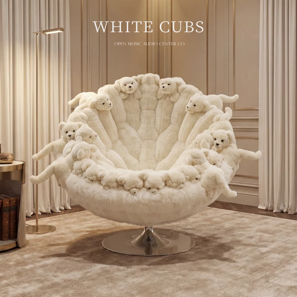 AP Collection WHITE CUBS chair 白色幼熊主題收藏級設計座椅，陳列於經典優雅客廳空間
