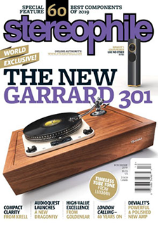美國《Stereophile》2019 年 12 月號封面，右上方刊載 MANGER p1 揚聲器